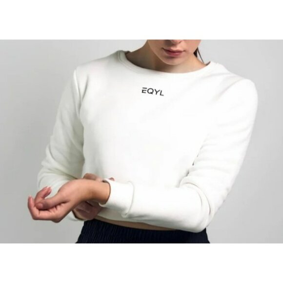 EQYL Set Sweatshirt And Sports Bras Crewneck Black And White Womens Size XL - Picture 2 of 12